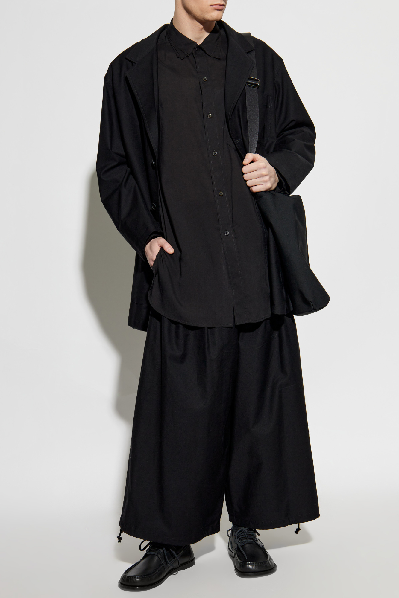 Yohji Yamamoto ブラック長袖シャツ Yohji Yamamoto 美品 ヨウジヤマモト ノワール 長袖 フード付き